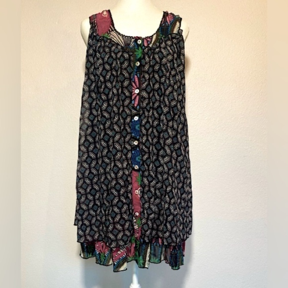 Boho Sleeveless tiered dress S